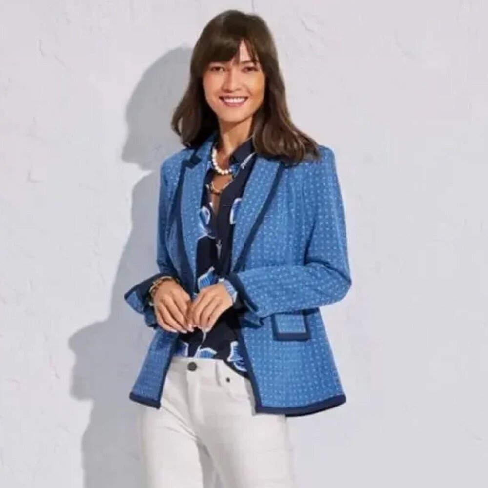 CAbi "Scholarship" Blazer – Blue Knit Ponte, Medium – Never Worn